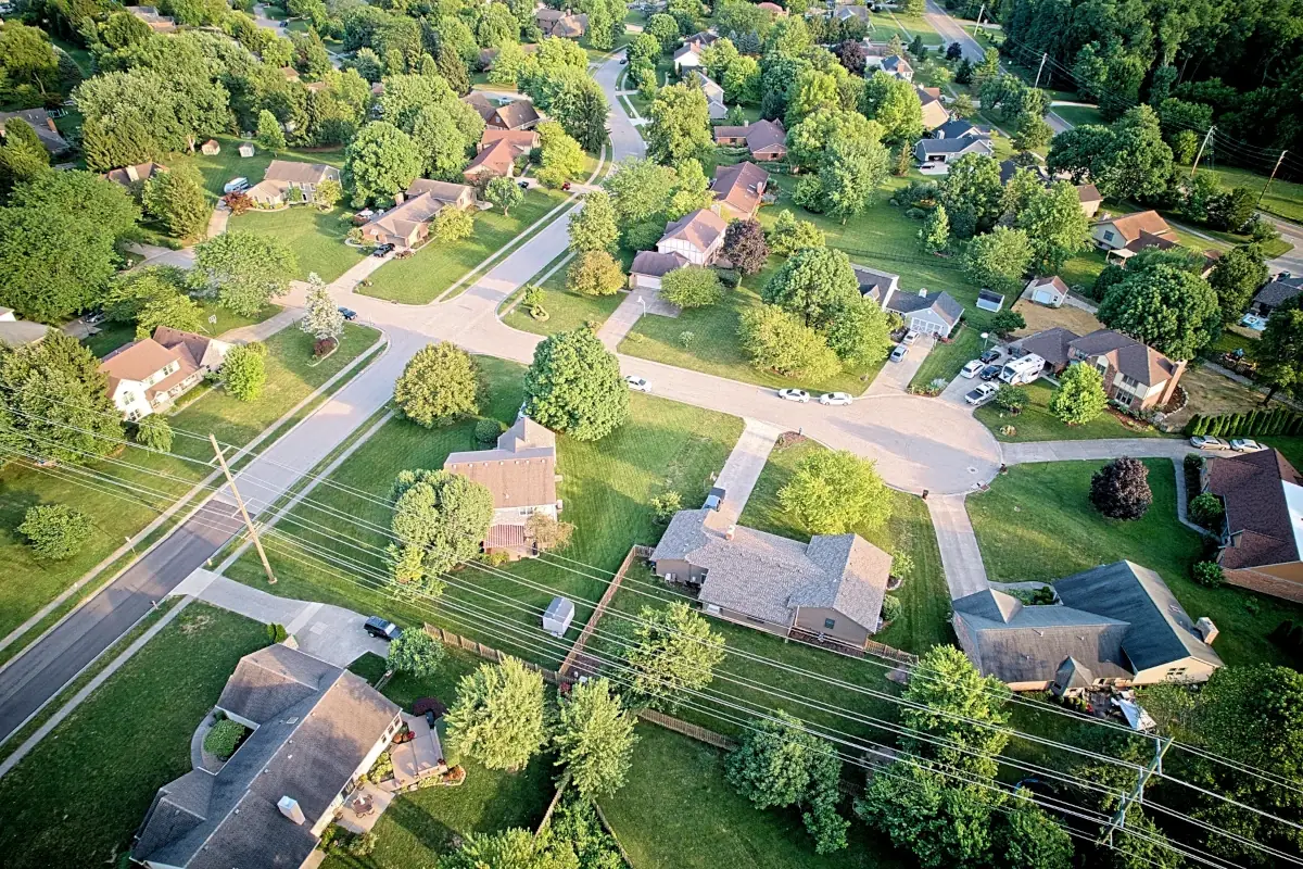 Home Inspection Drone Photograph of neighborhood